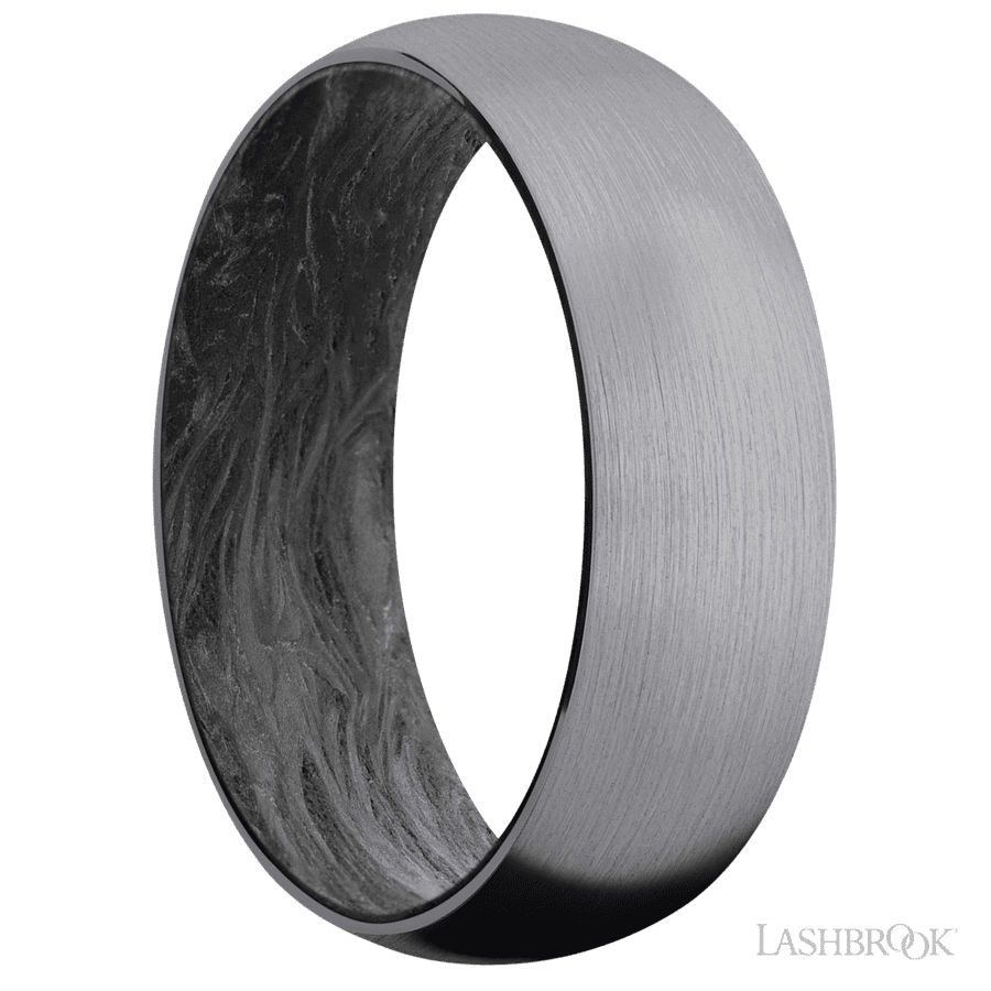 7 mm wide Domed Tantalum band featuring a Forged Carbon Fiber sleeve. view 2
