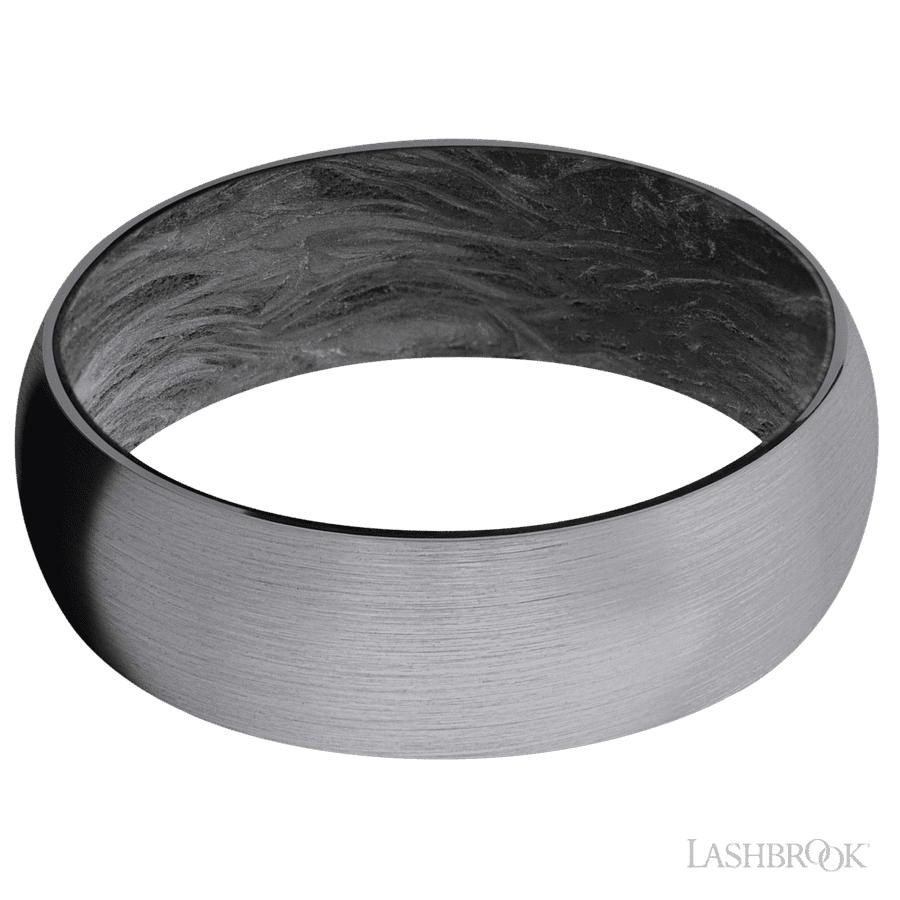 7 mm wide Domed Tantalum band featuring a Forged Carbon Fiber sleeve. view 3