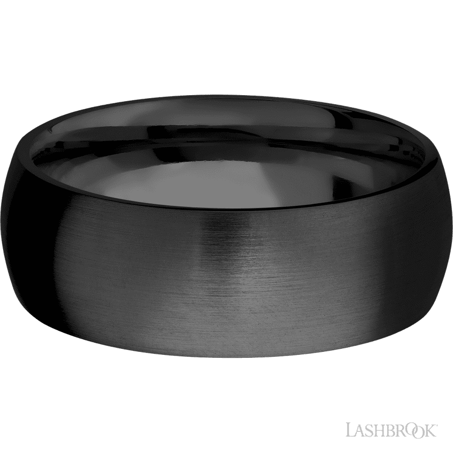 8 mm wide Domed Zirconium band. view 3