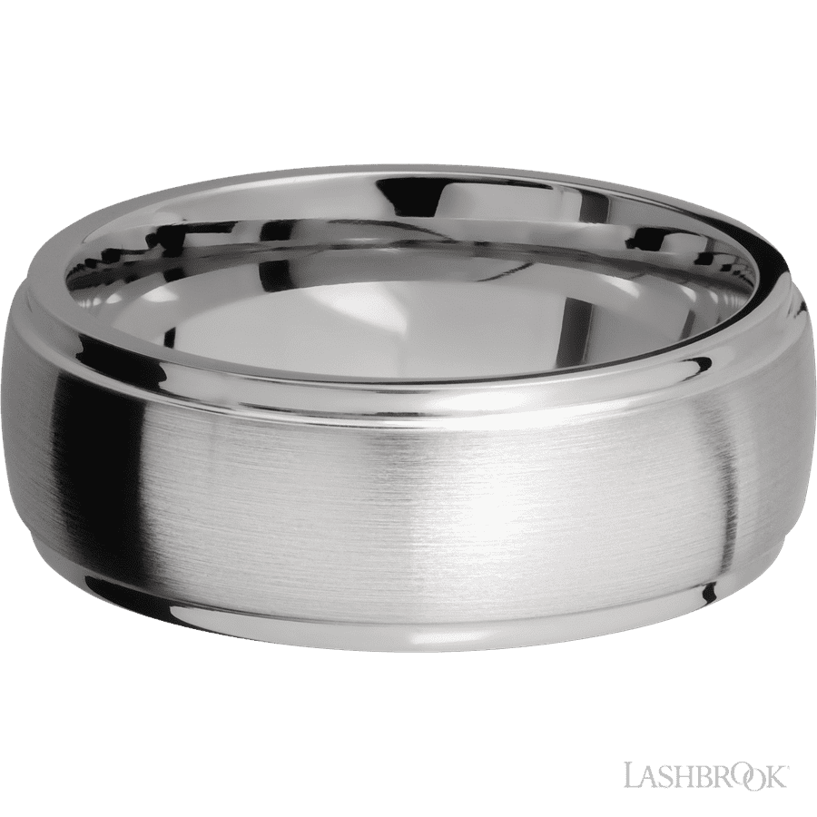 8 mm wide Domed Stepped Down Edges Titanium band. view 3