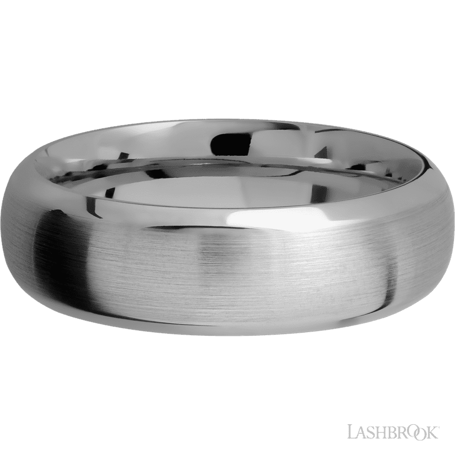 7 mm wide Domed Bevel Titanium band. view 3