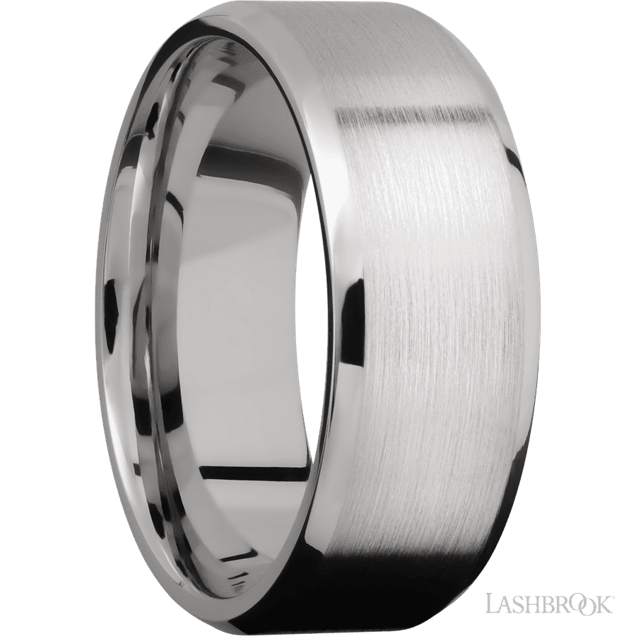 8 mm wide Beveled Cobalt Chrome band. view 2
