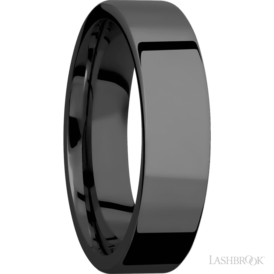 6 mm wide Flat Zirconium band. view 2