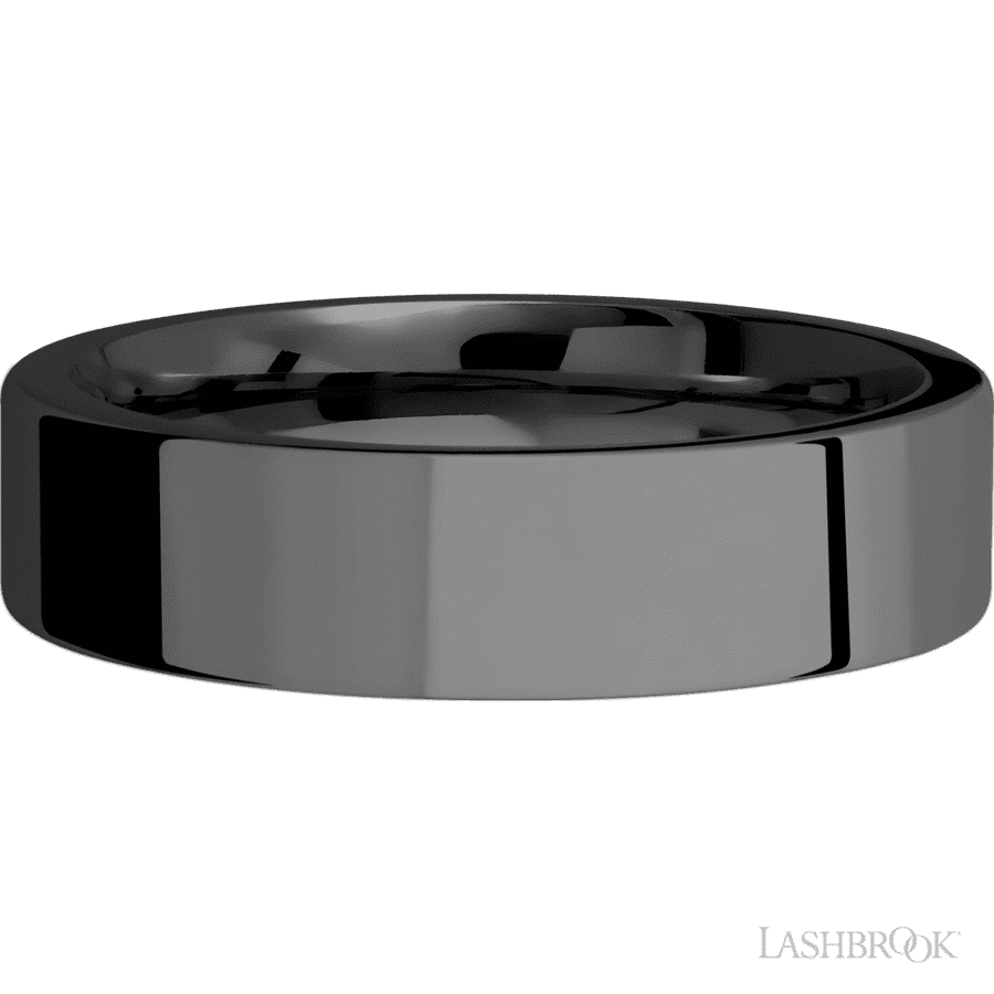 6 mm wide Flat Zirconium band. view 3