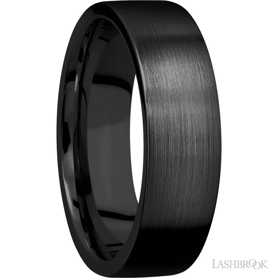 7 mm wide Flat Zirconium band. view 2