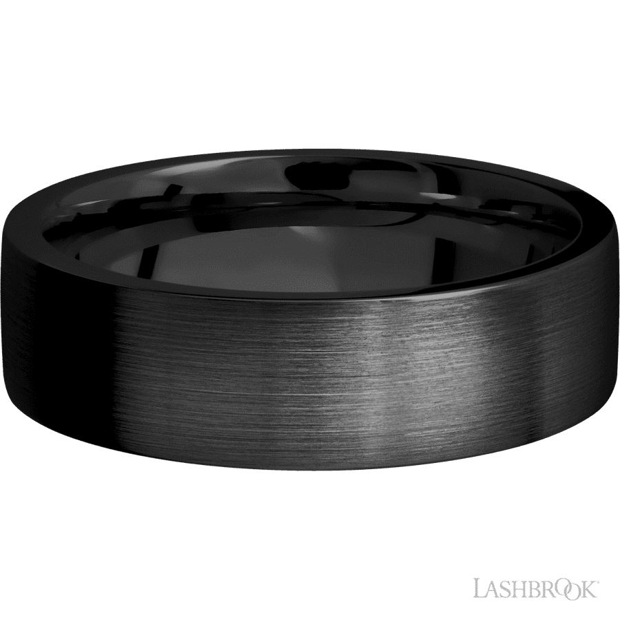 7 mm wide Flat Zirconium band. view 3