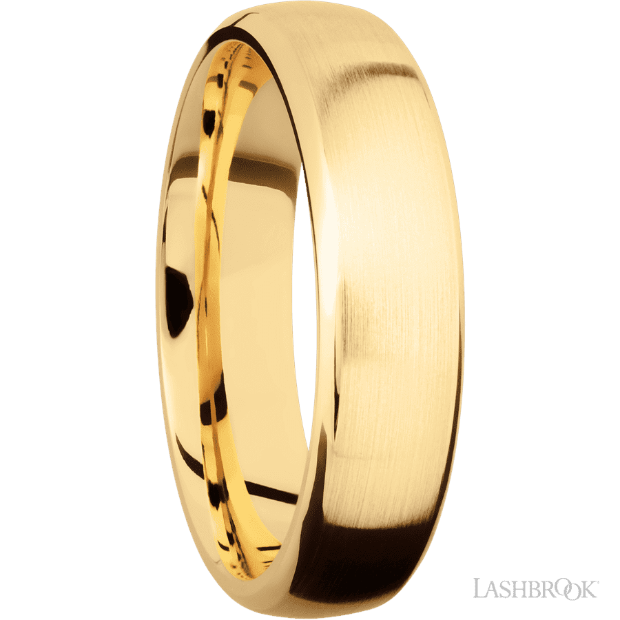 6 mm wide Domed Bevel 14K Yellow Gold band. view 2