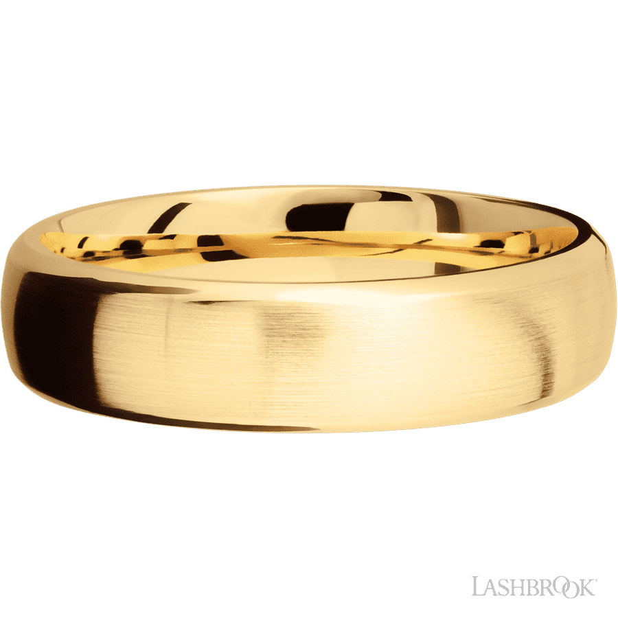 6 mm wide Domed Bevel 14K Yellow Gold band. view 3