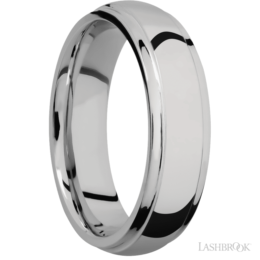 6 mm wide Domed Stepped Down Edges Titanium band. view 2