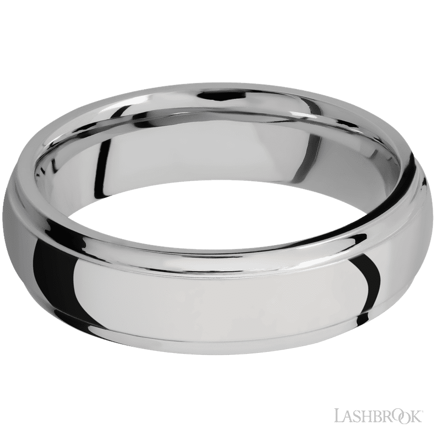 6 mm wide Domed Stepped Down Edges Titanium band. view 3