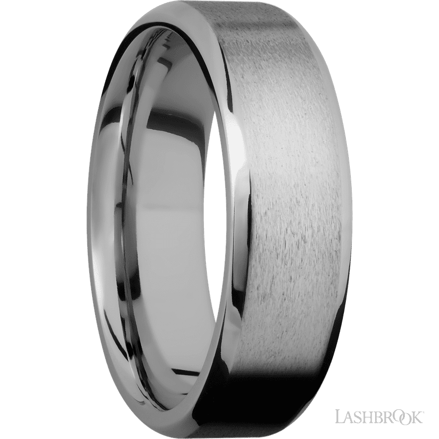 7 mm wide Beveled Titanium band. view 2