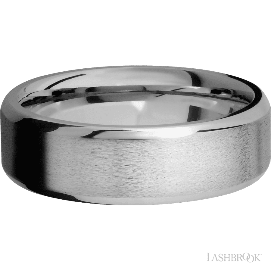 7 mm wide Beveled Titanium band. view 3