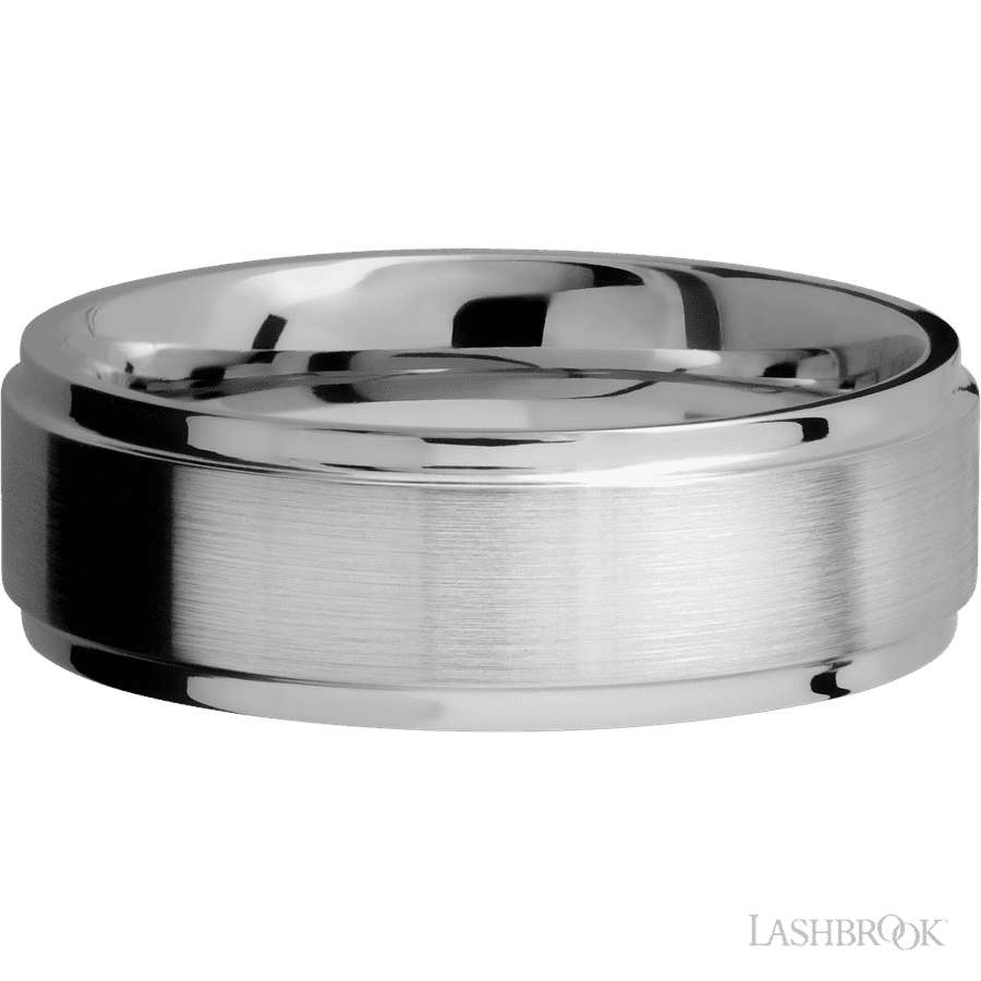 7 mm wide Flat Grooved Edges Titanium band. view 3