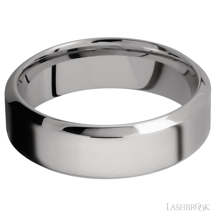 7 mm wide High Bevel Titanium band. view 3