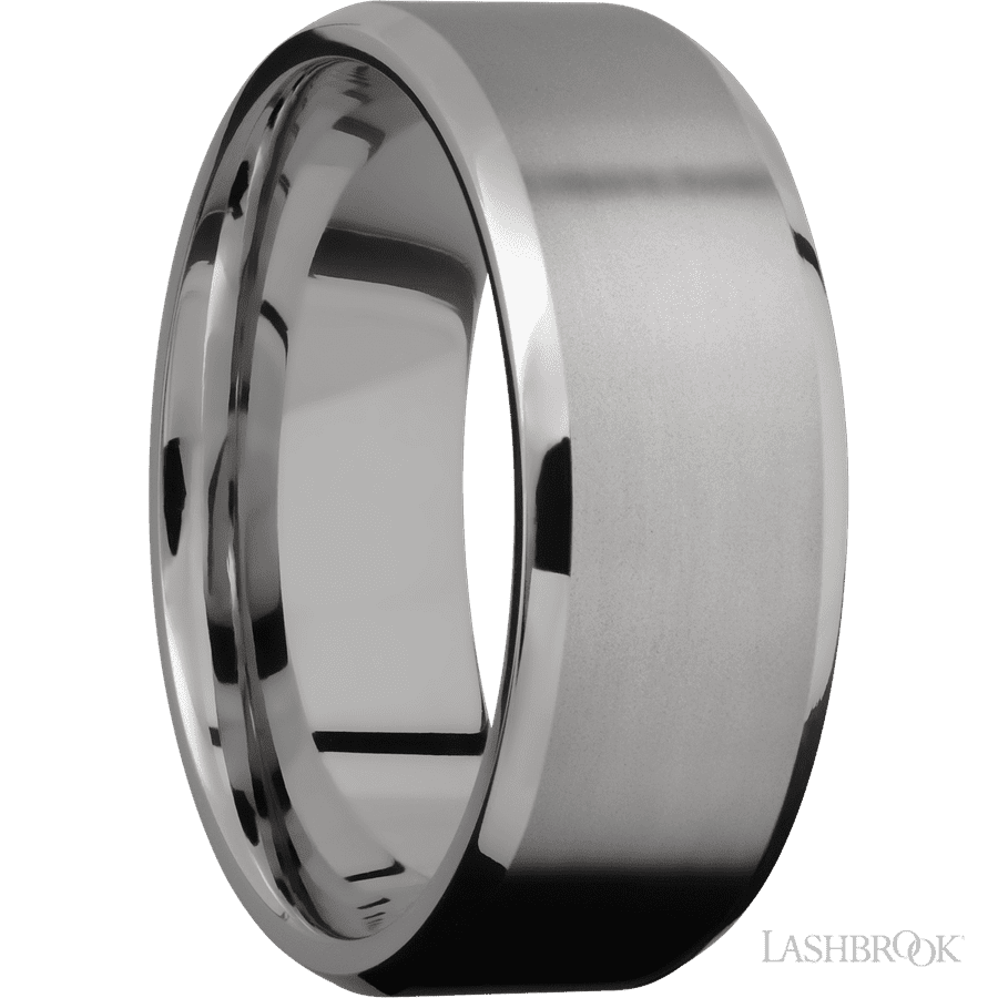 8 mm wide Beveled Titanium band. view 2