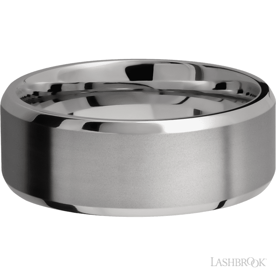 8 mm wide Beveled Titanium band. view 3