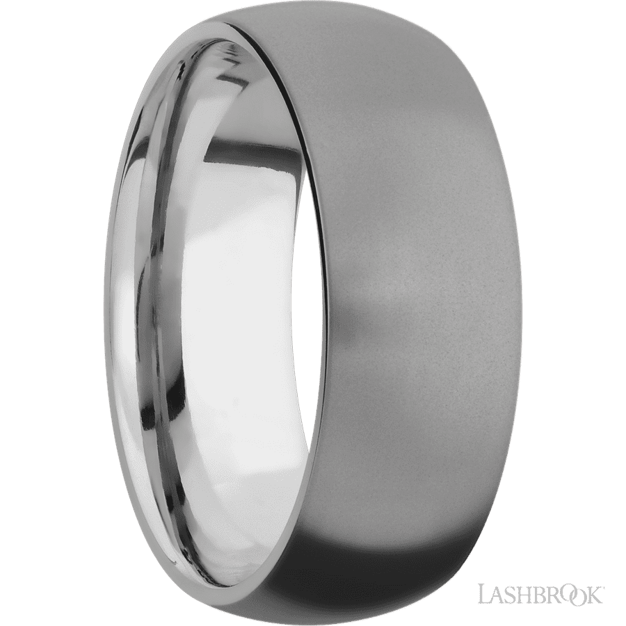 8 mm wide Domed Titanium band. view 2