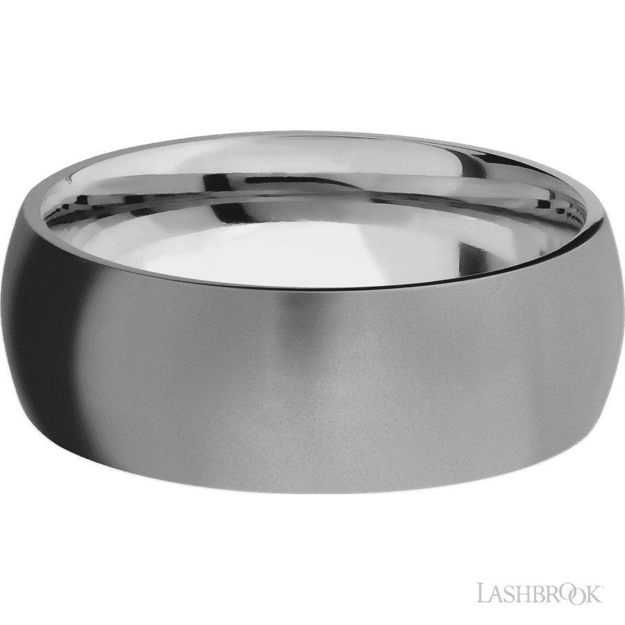 8 mm wide Domed Titanium band. view 3