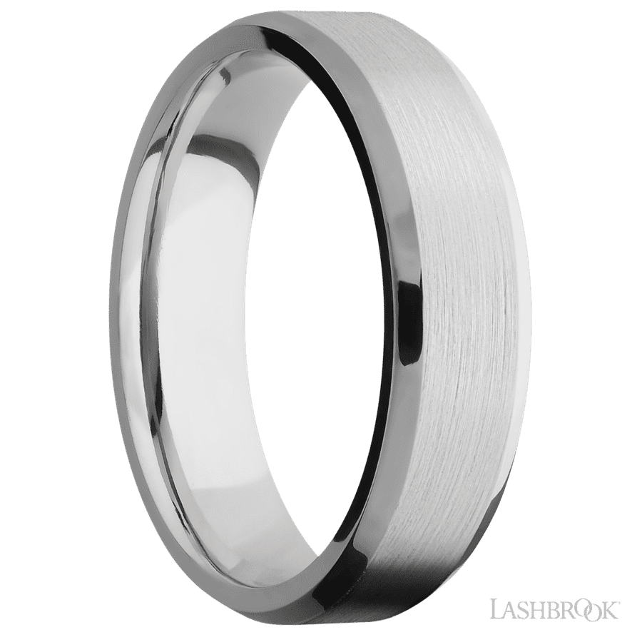 6 mm wide Beveled Cobalt Chrome band. view 2