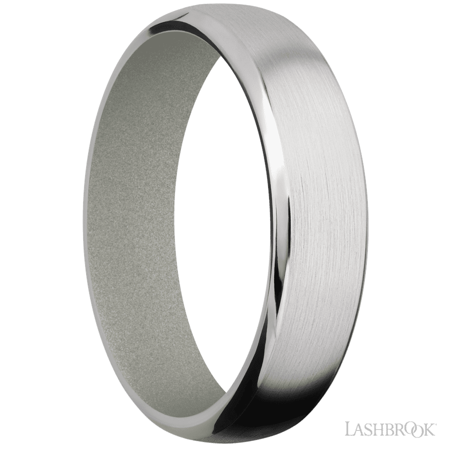 6 mm wide Domed Bevel Cobalt Chrome band featuring a Gun Metal Grey sleeve. view 2