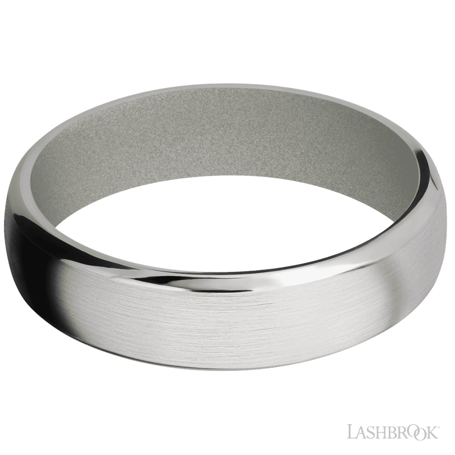 6 mm wide Domed Bevel Cobalt Chrome band featuring a Gun Metal Grey sleeve. view 3