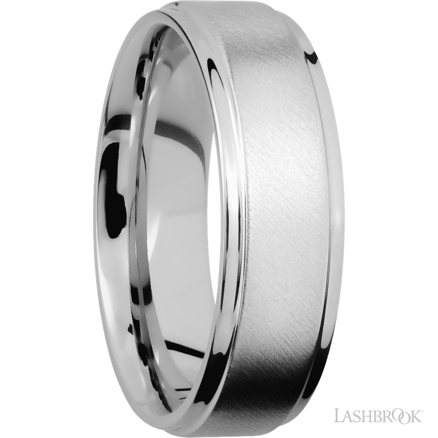 7 mm wide Flat Grooved Edges Cobalt Chrome band. view 2