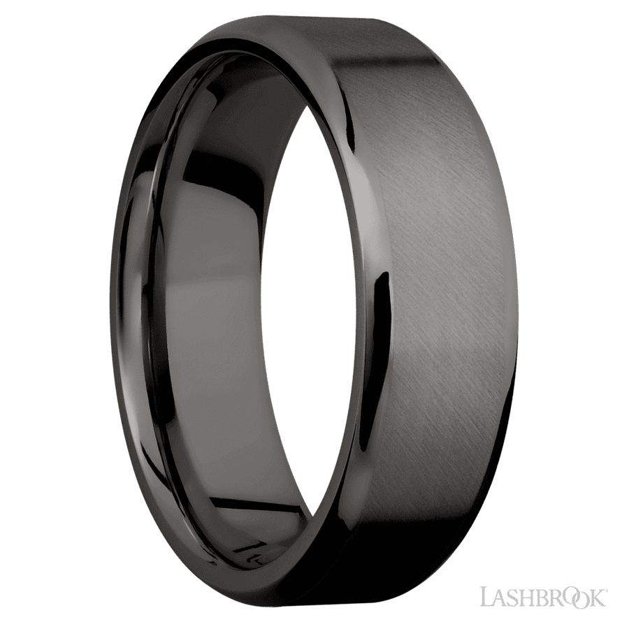 7 mm wide Beveled Tantalum Noir band. view 2