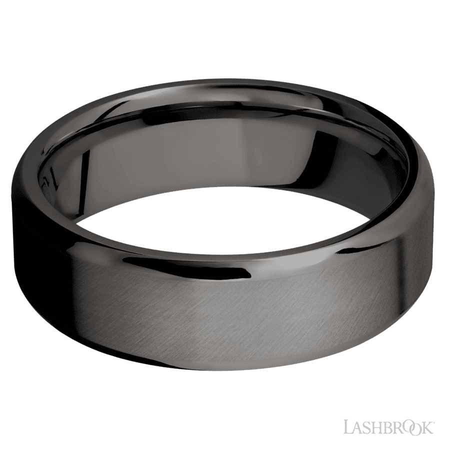 7 mm wide Beveled Tantalum Noir band. view 3