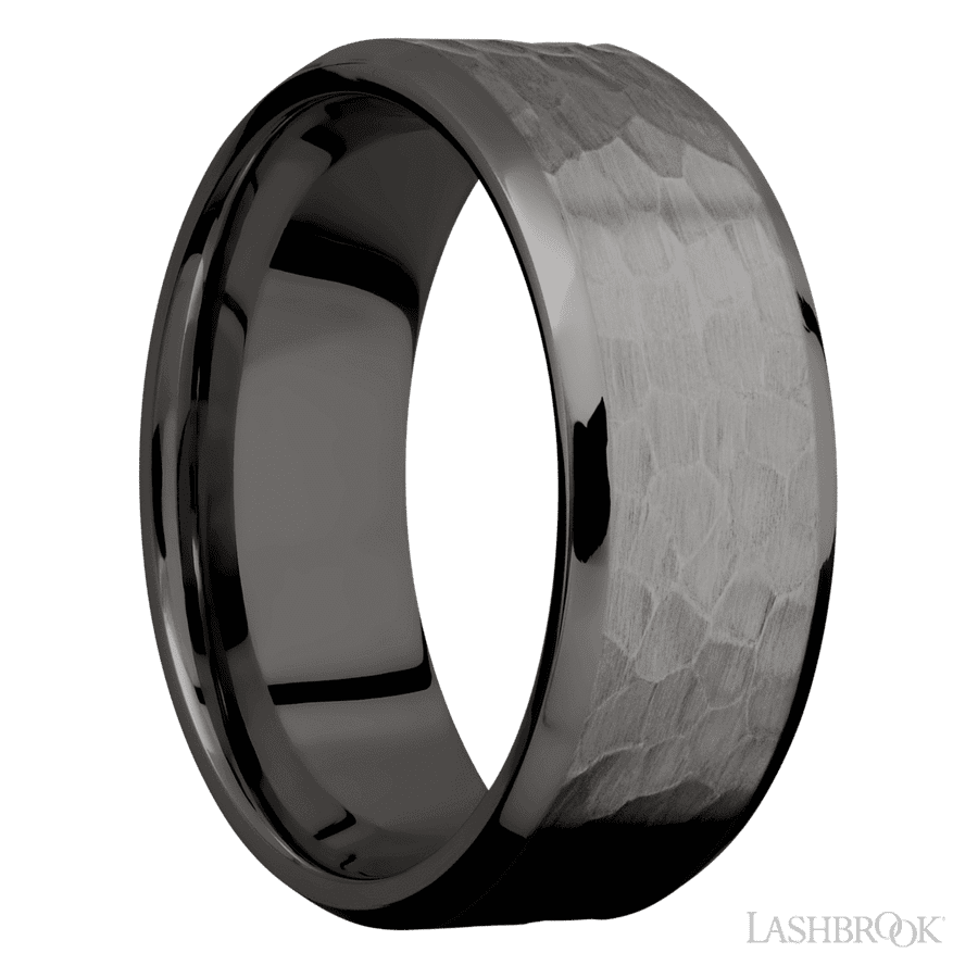 8 mm wide Beveled Tantalum Noir band. view 2