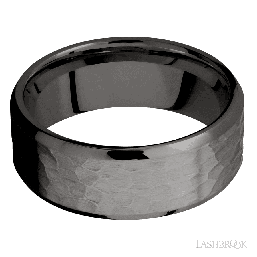 8 mm wide Beveled Tantalum Noir band. view 3
