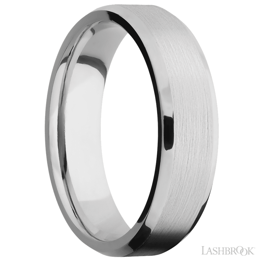 6 mm wide Beveled Platinum band. view 2