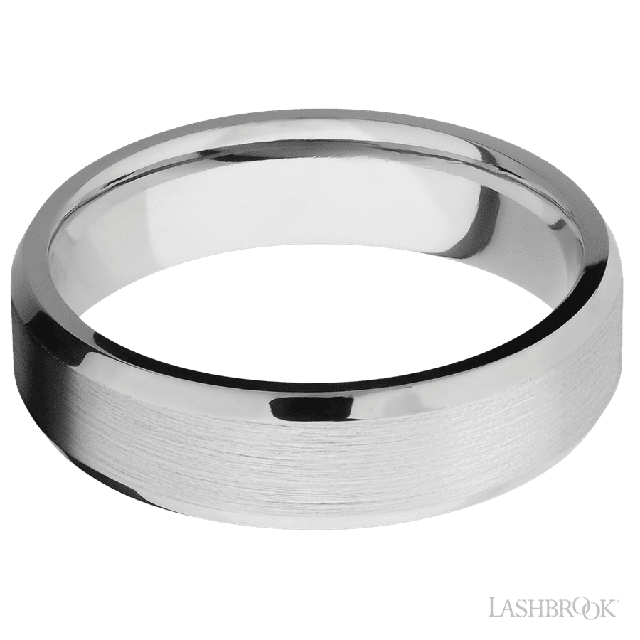 6 mm wide Beveled Platinum band. view 3