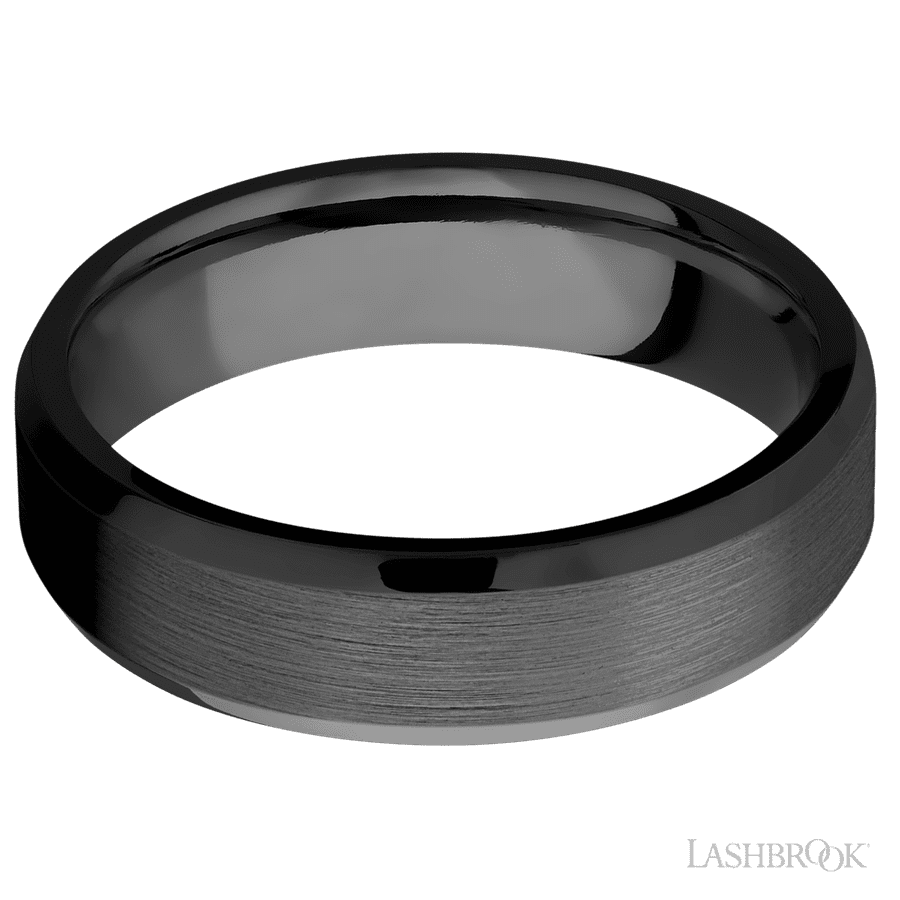 6 mm wide Beveled Zirconium band. view 3