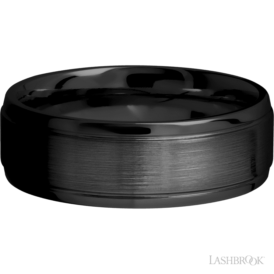 7 mm wide Stepped Bevel Zirconium band. view 3