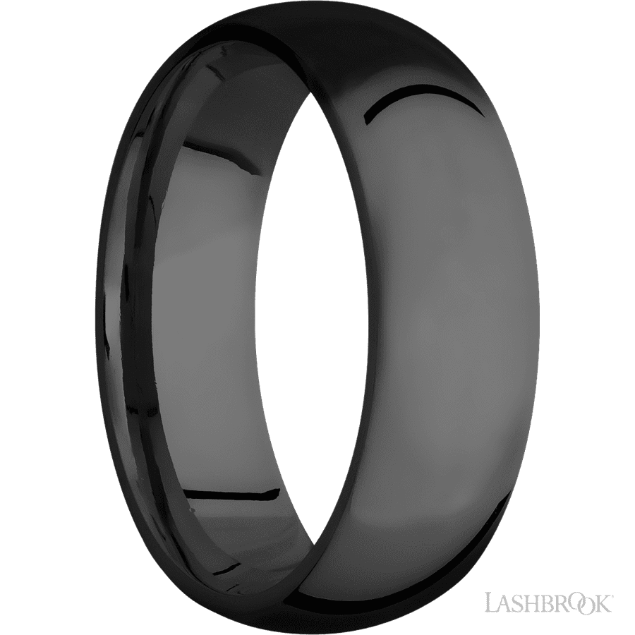 7 mm wide Domed Zirconium band. view 2