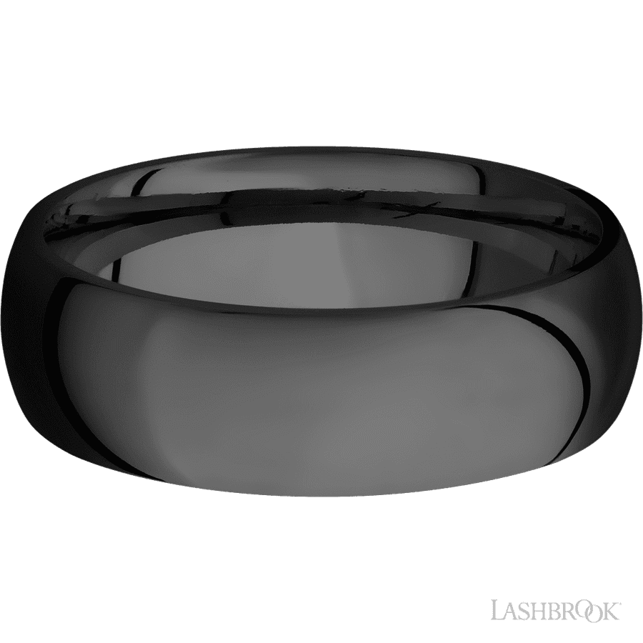 7 mm wide Domed Zirconium band. view 3