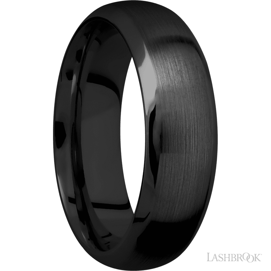 7 mm wide Domed Bevel Zirconium band. view 2