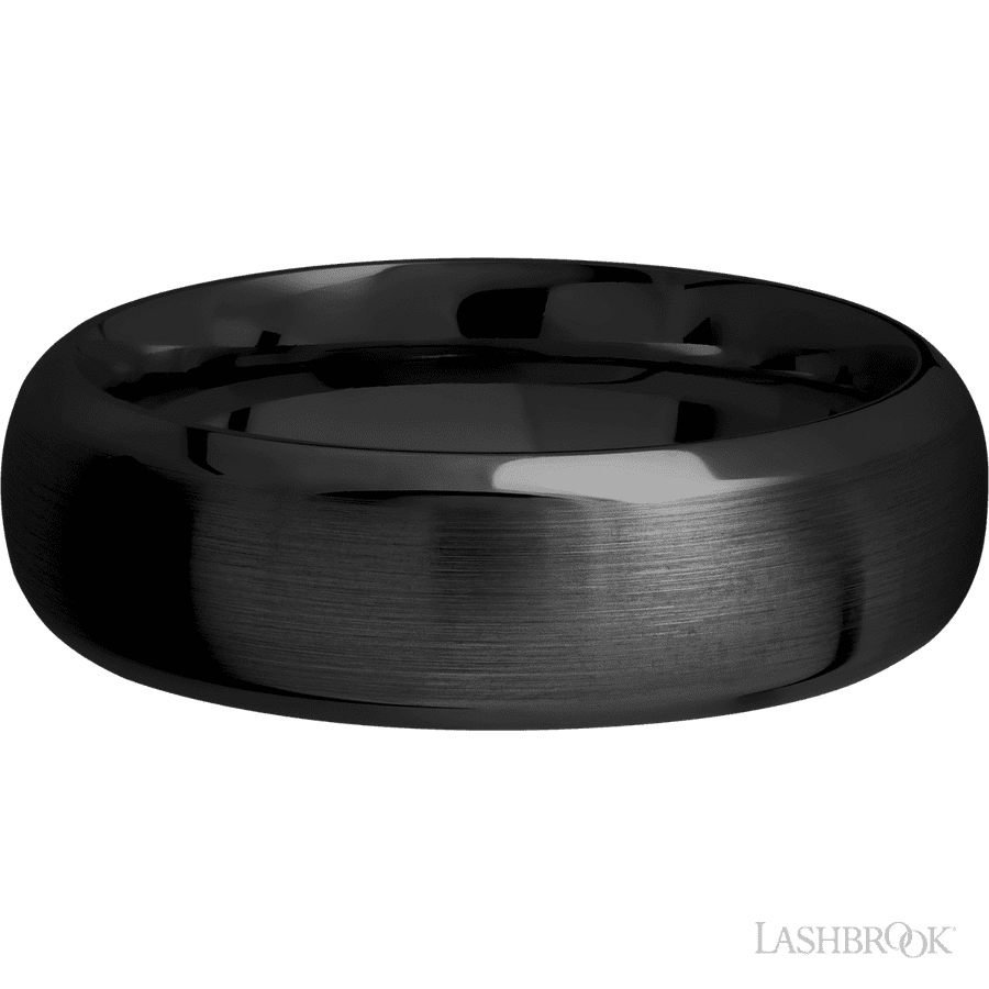 7 mm wide Domed Bevel Zirconium band. view 3