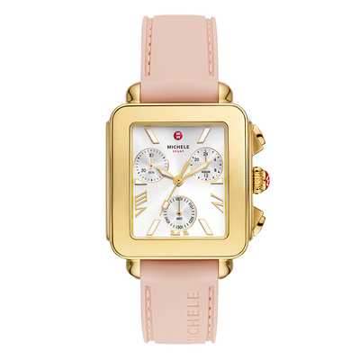 Michele Deco Sport Chronograph 18K Gold-Plated Ballet Pink