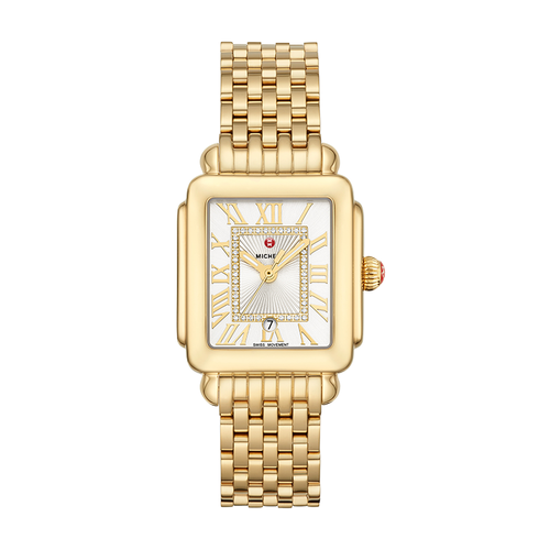 Michele Deco Madison Mid Gold Diamond Dial Watch MWW06G000014