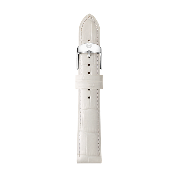 16mm White Embossed Alligator Leather Strap for Michele Watch Embossed Leather Gator Watch Band | Quick Release | Pearl  main image 4