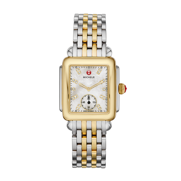 Michele Deco two tone diamond dial watch -Gently used , needs new battery Michele Deco Two Tone 18k Yellow Gold Plated Diamond Women main image 2