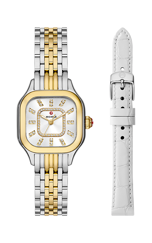 Michelle Meggie Two-Tone 18K Gold-Plated Diamond Dial Watch Gift Set MWW33B001SET