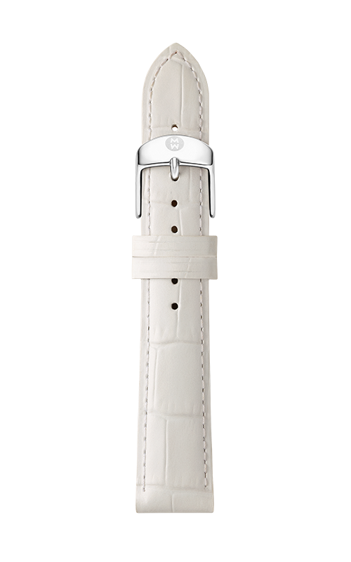 Michele 16mm White Embossed Alligator Pattern Calf Leather Strap MS16AA830100