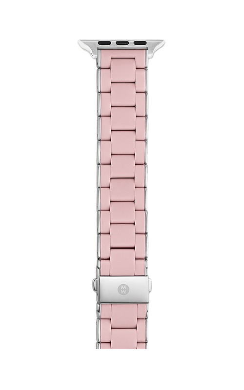 Michele 38/40/41mm and 42/44/45/49mm Barely Pink and Stainless Silicone-Wrapped Bracelet Band for Apple Watch MS20AS0006