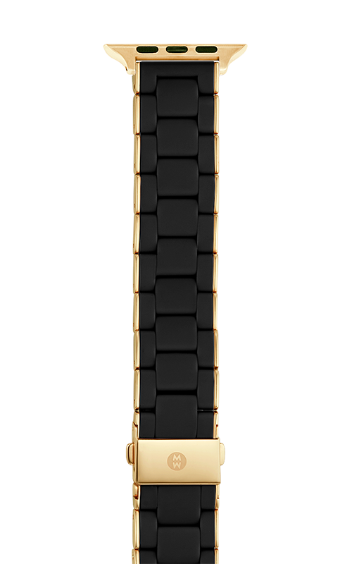 Michele 38/40mm and 42/44mm Black and Gold-Tone Silicone-Wrapped Bracelet Band for Apple Watch MS20GN246001