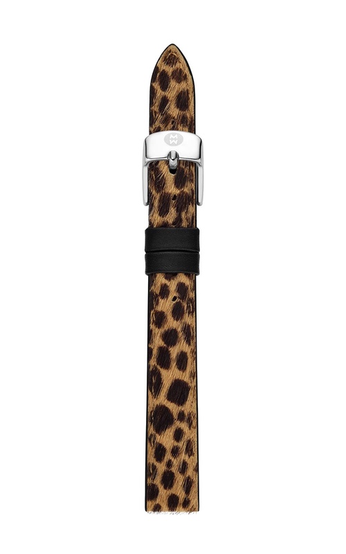 Michele 12mm Leopard Print Pony Hair Leather Strap MS12AA60234