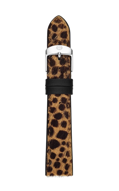 Michele 16mm Leopard Print Pony Hair Leather Strap MS16AA60234