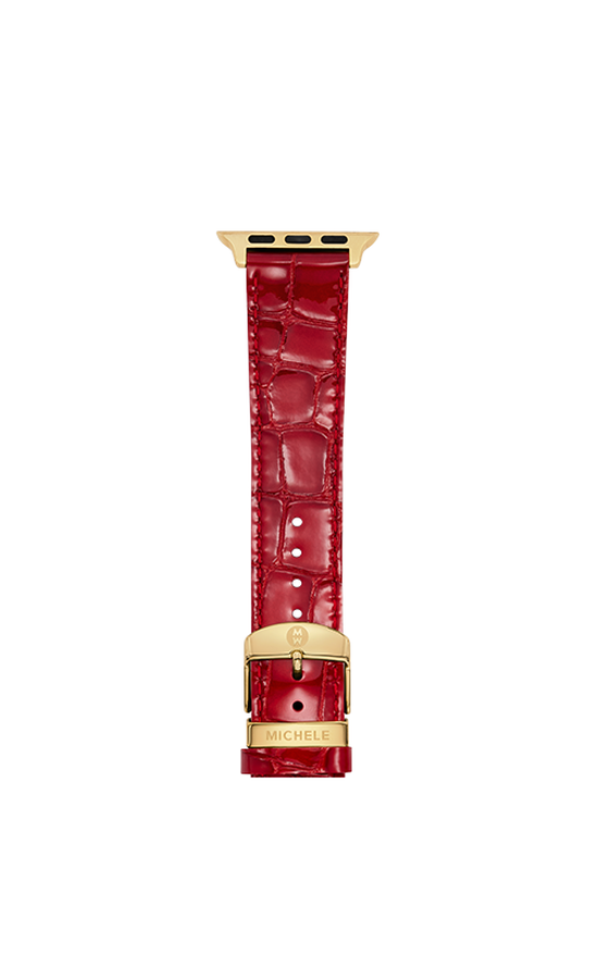 Michele 38/40/41/42mm and 42/44/45/46/49mm Ruby Red Leather Band for Apple Watch MS20SL0003