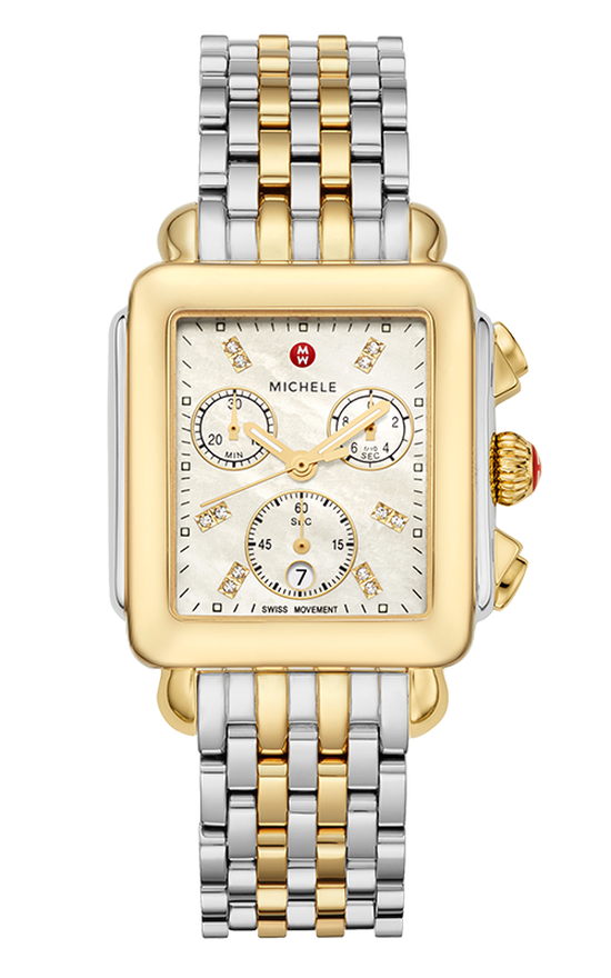 Michele Deco Two-Tone 18K Gold Diamond Dial Watch MWW06A000779